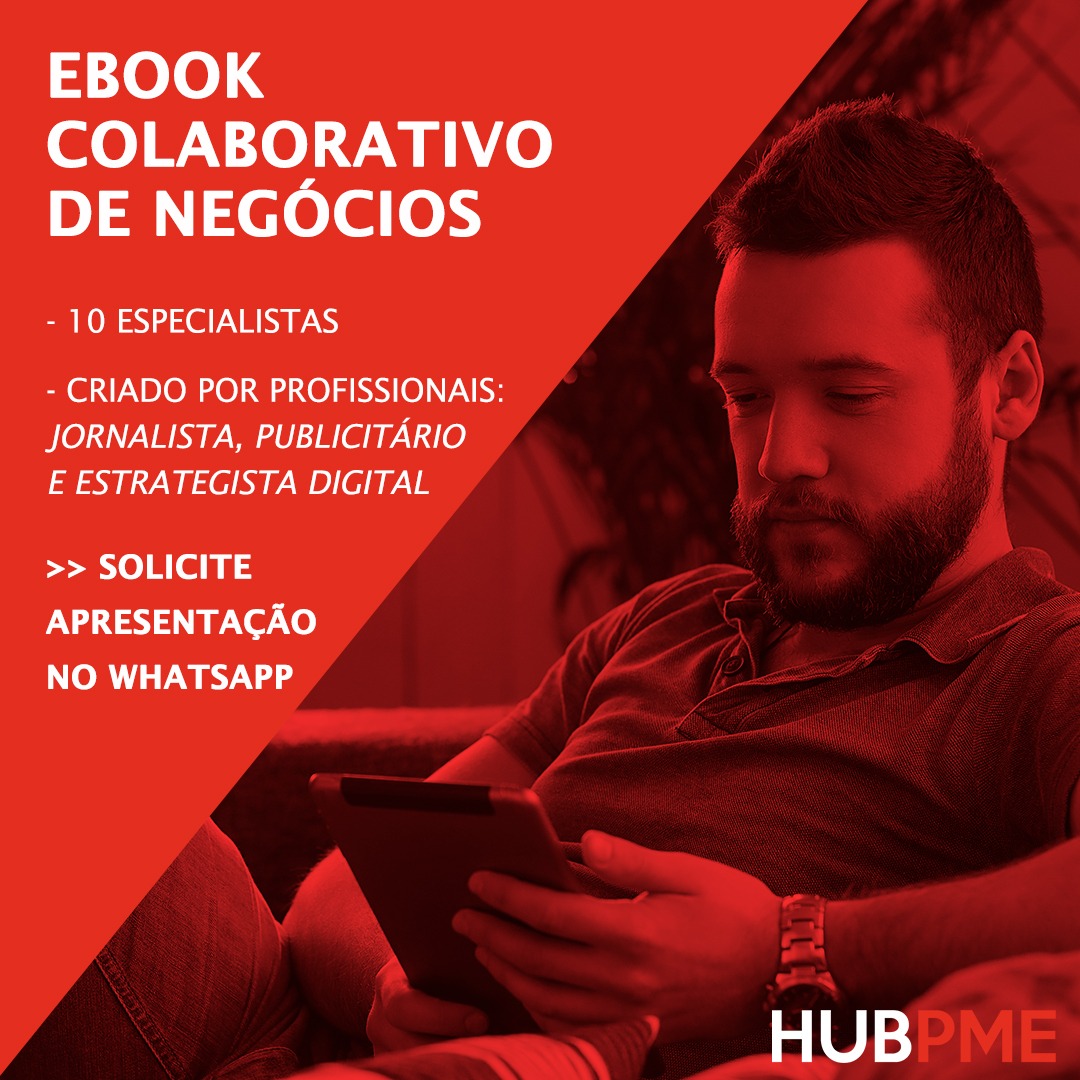 Material de divulgação sobre o ebook colaborativo de negócios do HUB PME