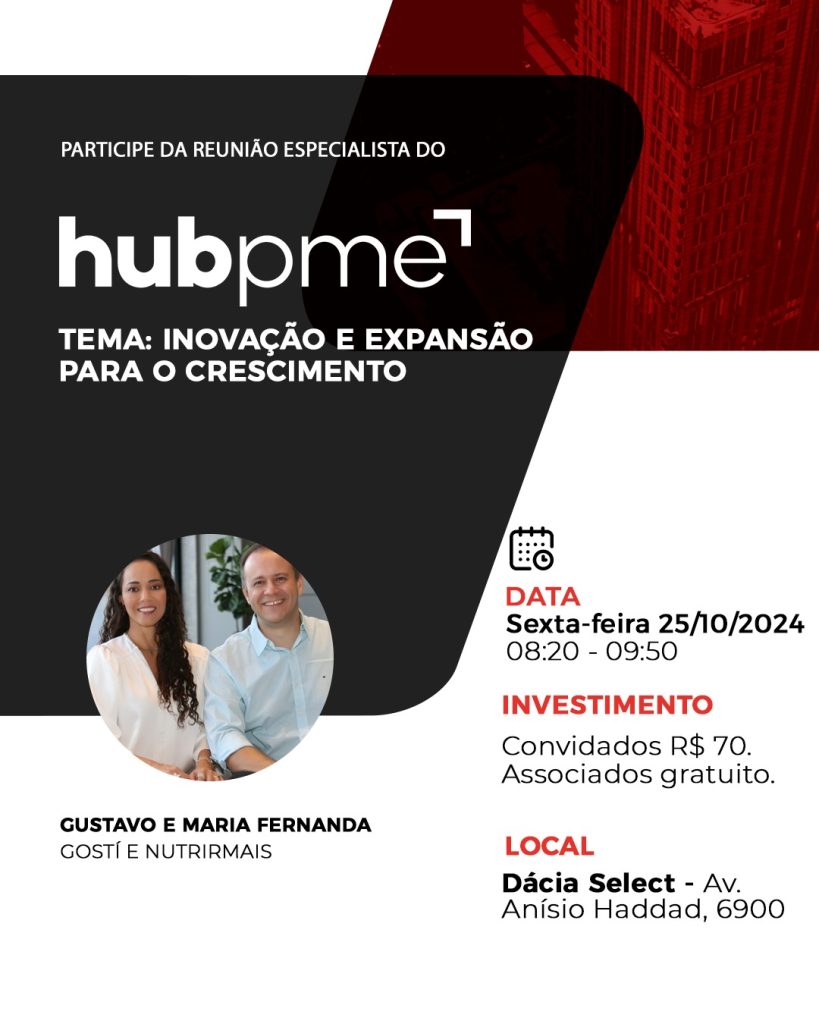 Folder reunião hubpme sobre Inovacão e Expansão